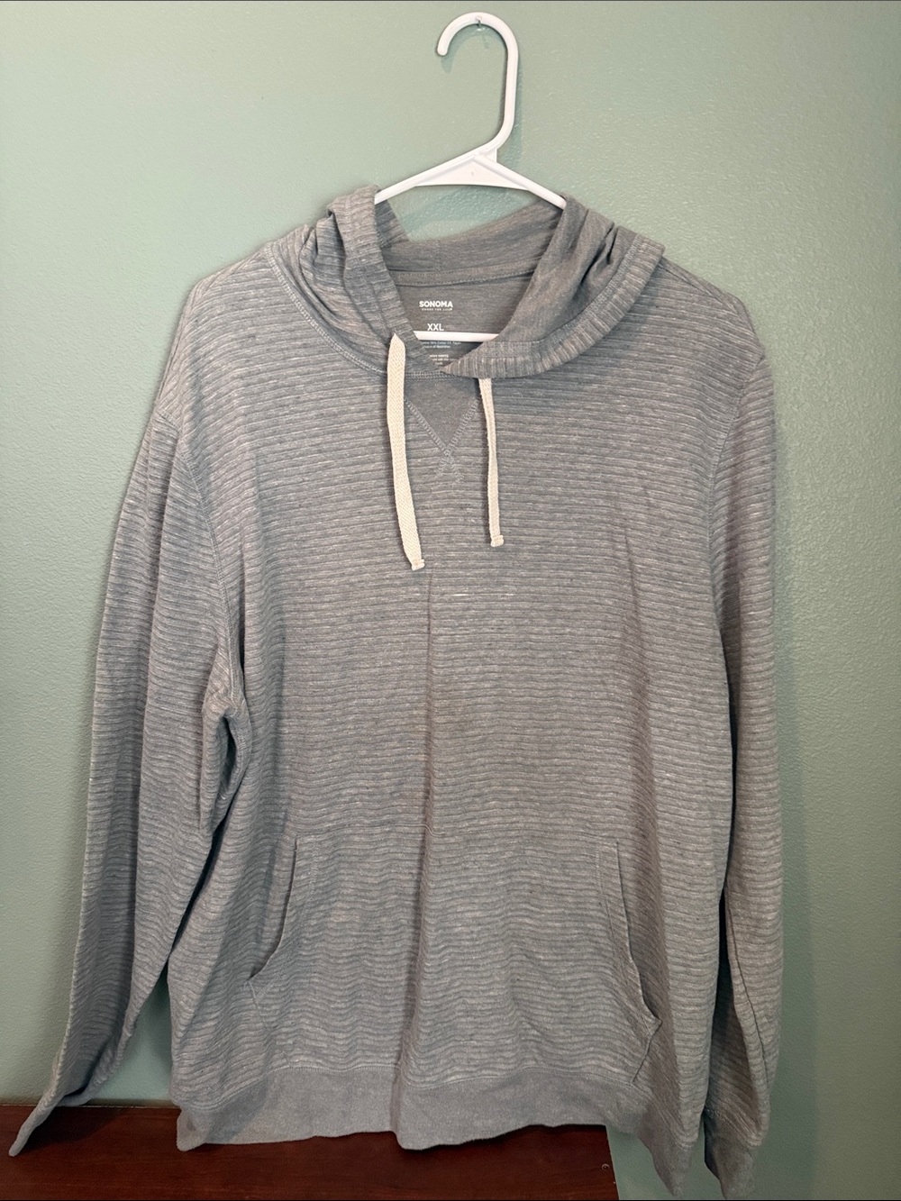 Sonoma Light Gray Striped Lightweight Hooded Sweatshirt